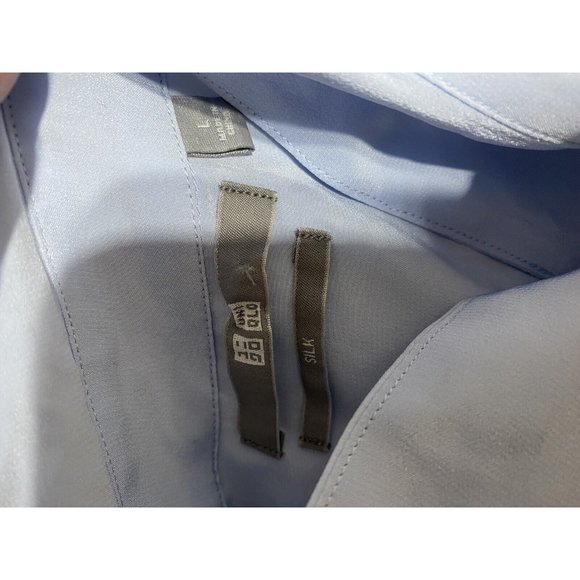 Petite sleeveless buttondown tunic in light blue 100% silk - Picture 8 of 8